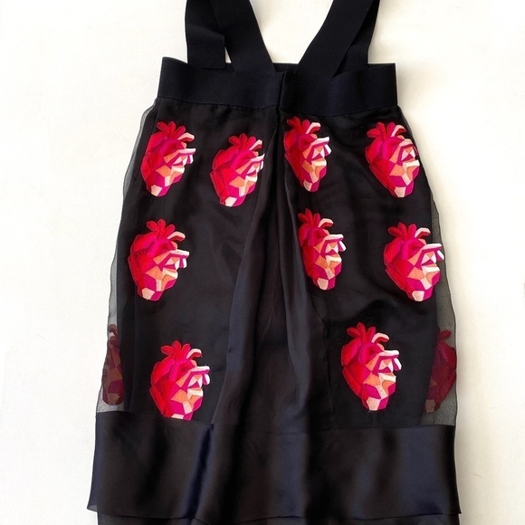 Oscar Carvallo Heart Embroidered Silk Tule Dress 0 - Picture 6 of 7